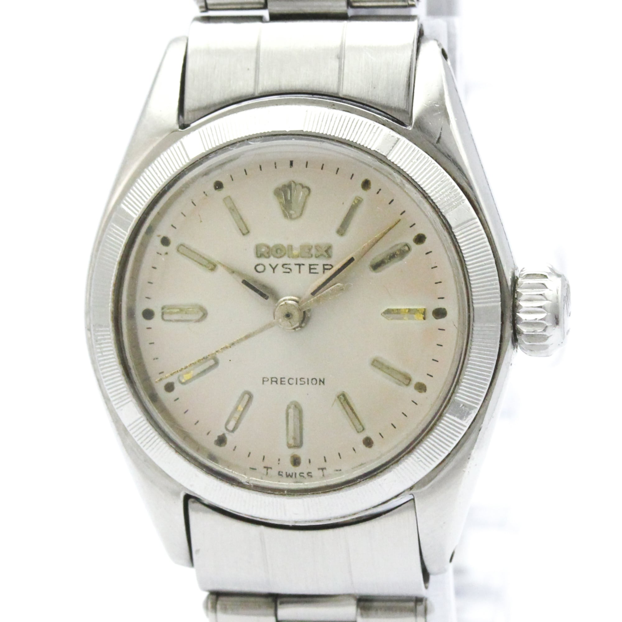 ROLEX Oyster Precision 6411 Steel Hand-winding Ladies Watch Vintage