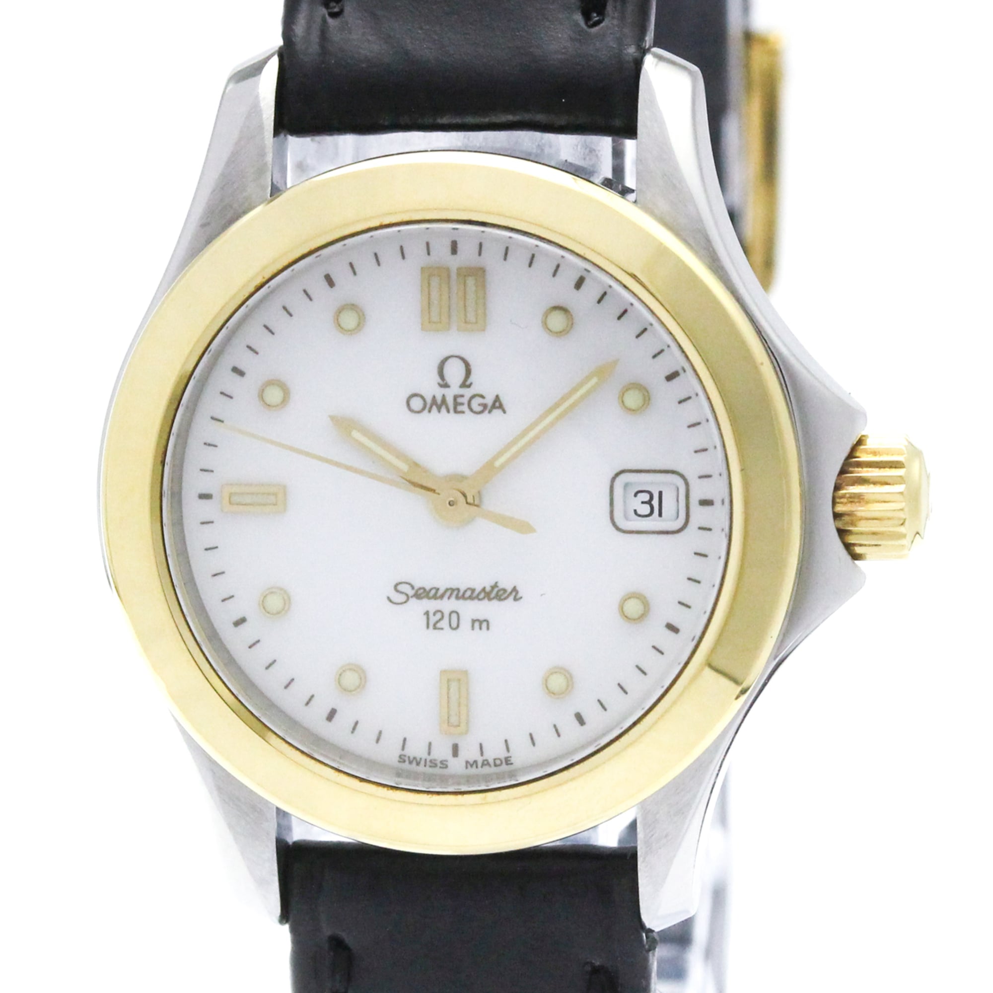OMEGA Seamaster 120M 18K Gold Steel Quartz Ladies Watch 2471.20 Polished