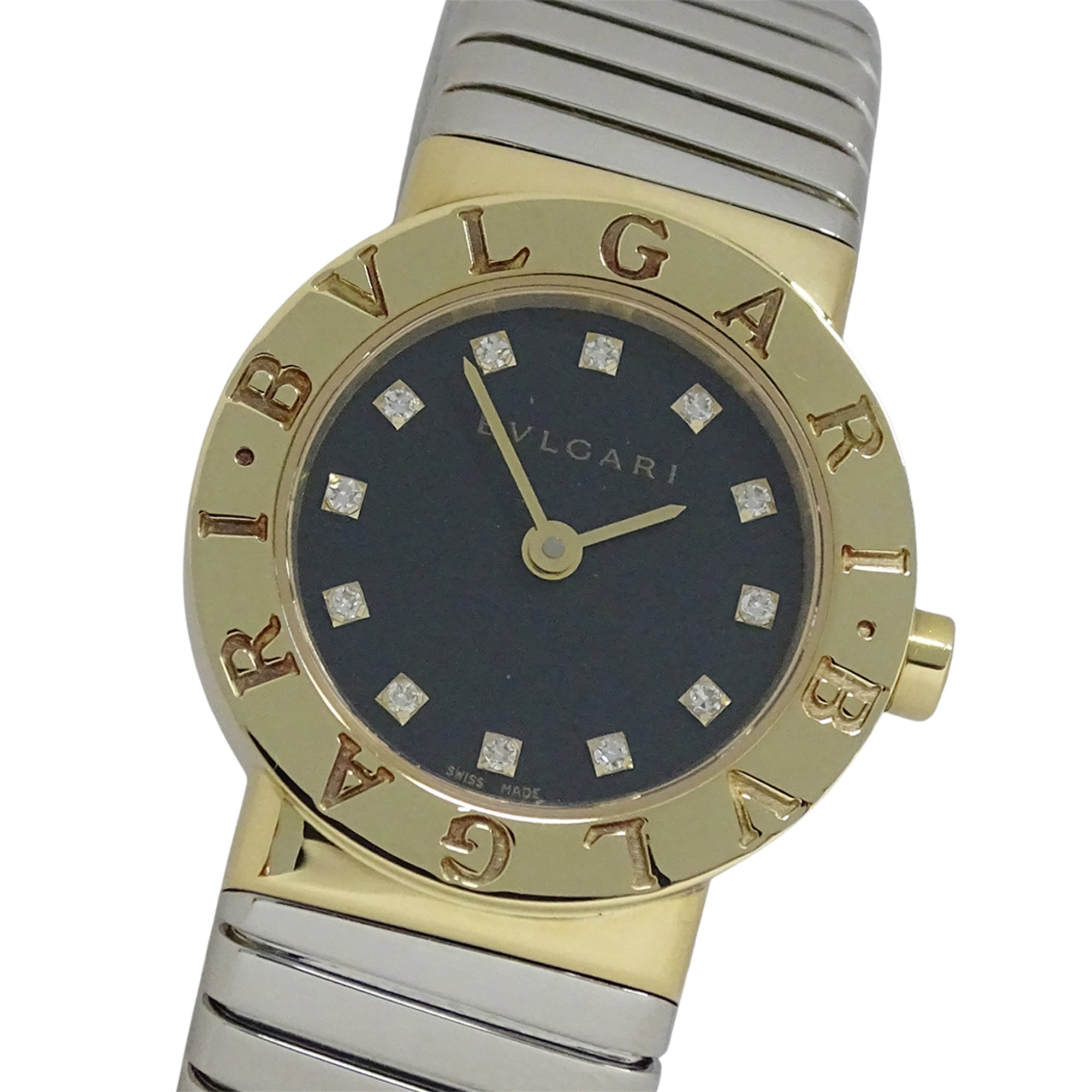 Bulgari BVLGARI Women\'s Watch, Brand: Tubogas, 12-Diamond Quartz Movement, 750YG (Yellow Gold) and