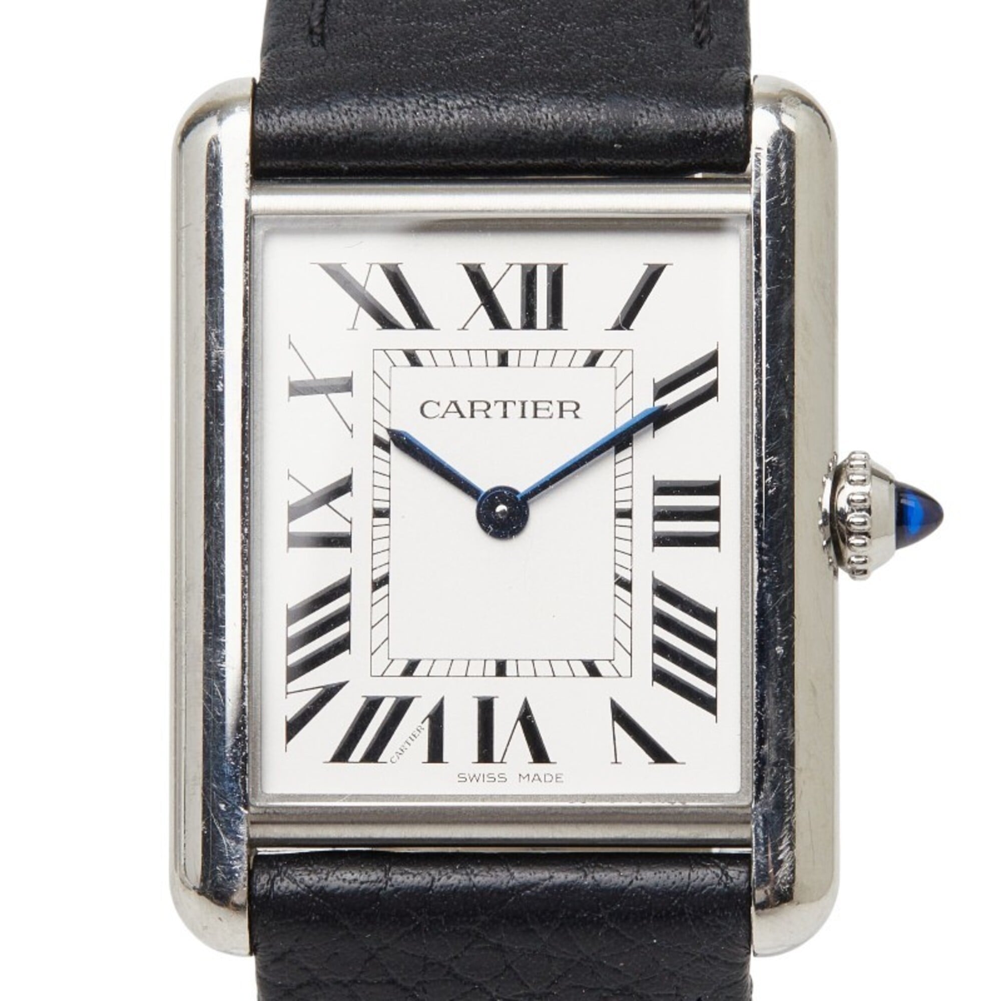 Cartier Tank Must LM WSTA0041 Quartz Watch, White Dial, Stainless Steel Strap, Leather Ladies\' Watc