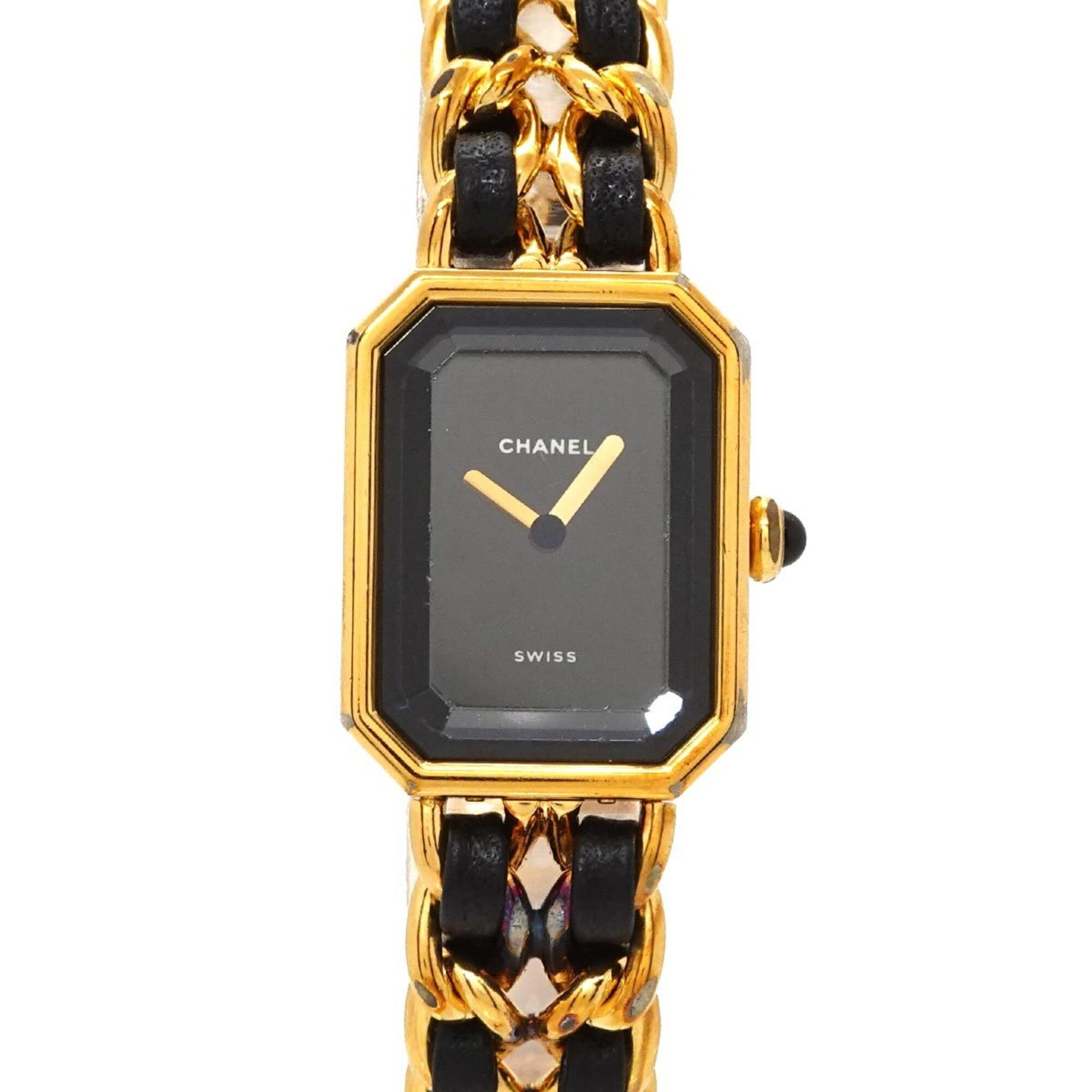 Chanel Premiere Large Size H0001 Women\'s Watch Black Gold Quartz