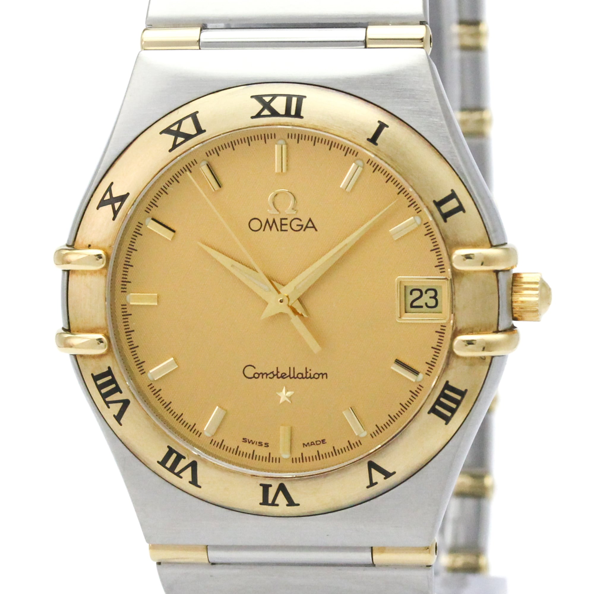 OMEGA Constellation 18K Gold Steel Quartz Mens Watch 1312.10 Polished