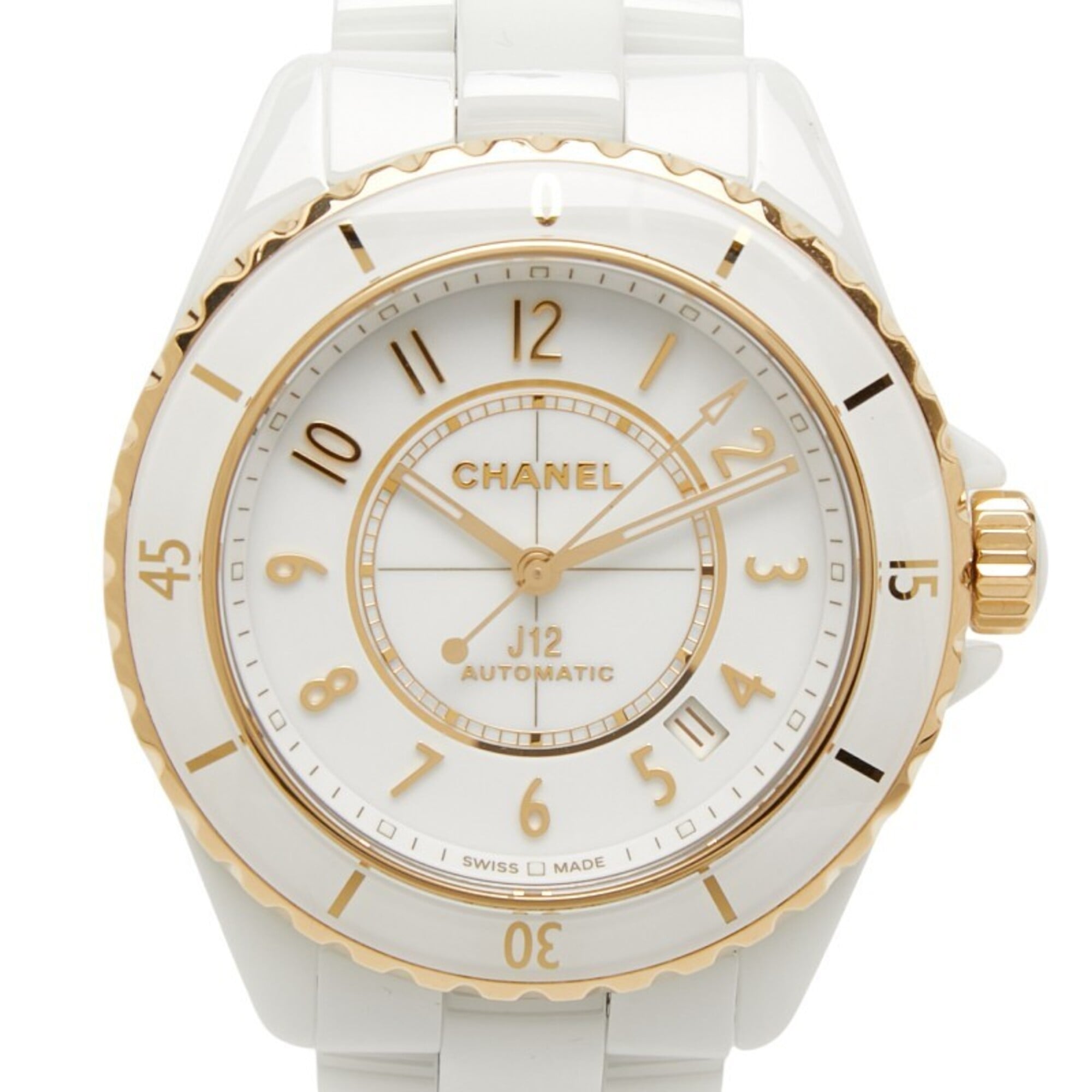 Chanel J12 Caliber 12.1 Watch H9540 Automatic (with manual winding) White Dial 18K Yellow Gold Ceram