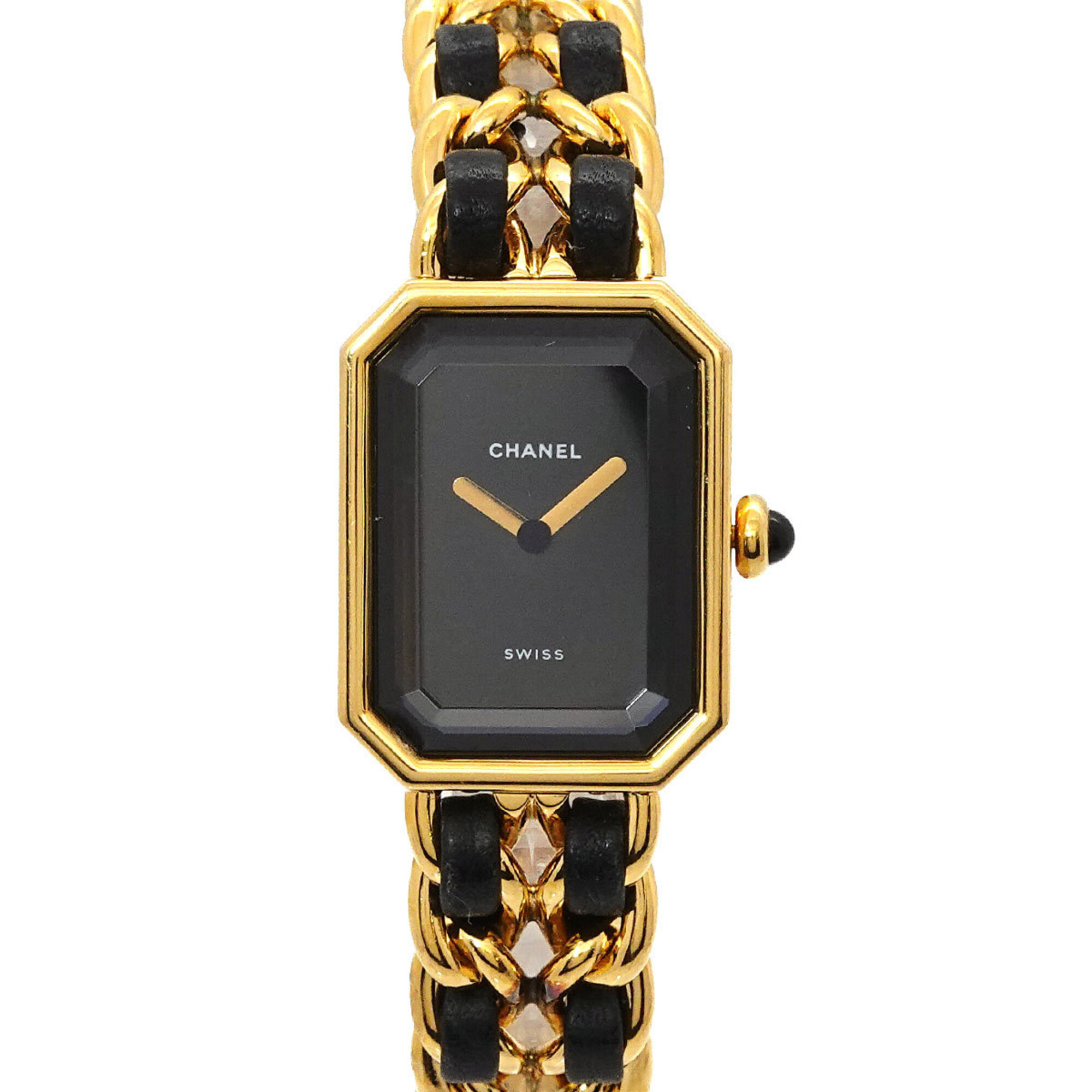 Chanel Premiere H0001 Women\'s Watch, Size M, Black & Gold, Quartz Movement.