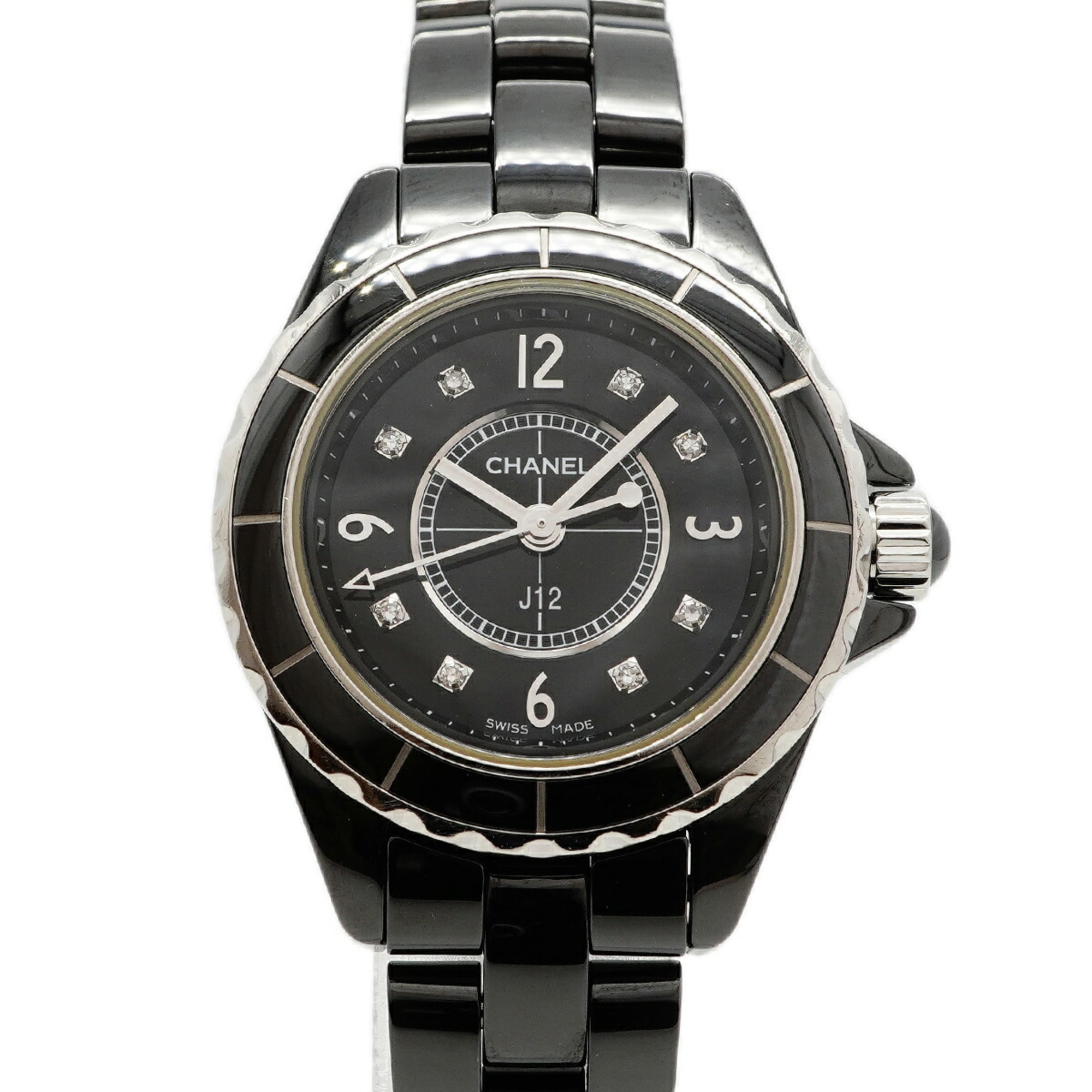 Chanel J12 Diamond H2569 Black Dial Women\'s Watch