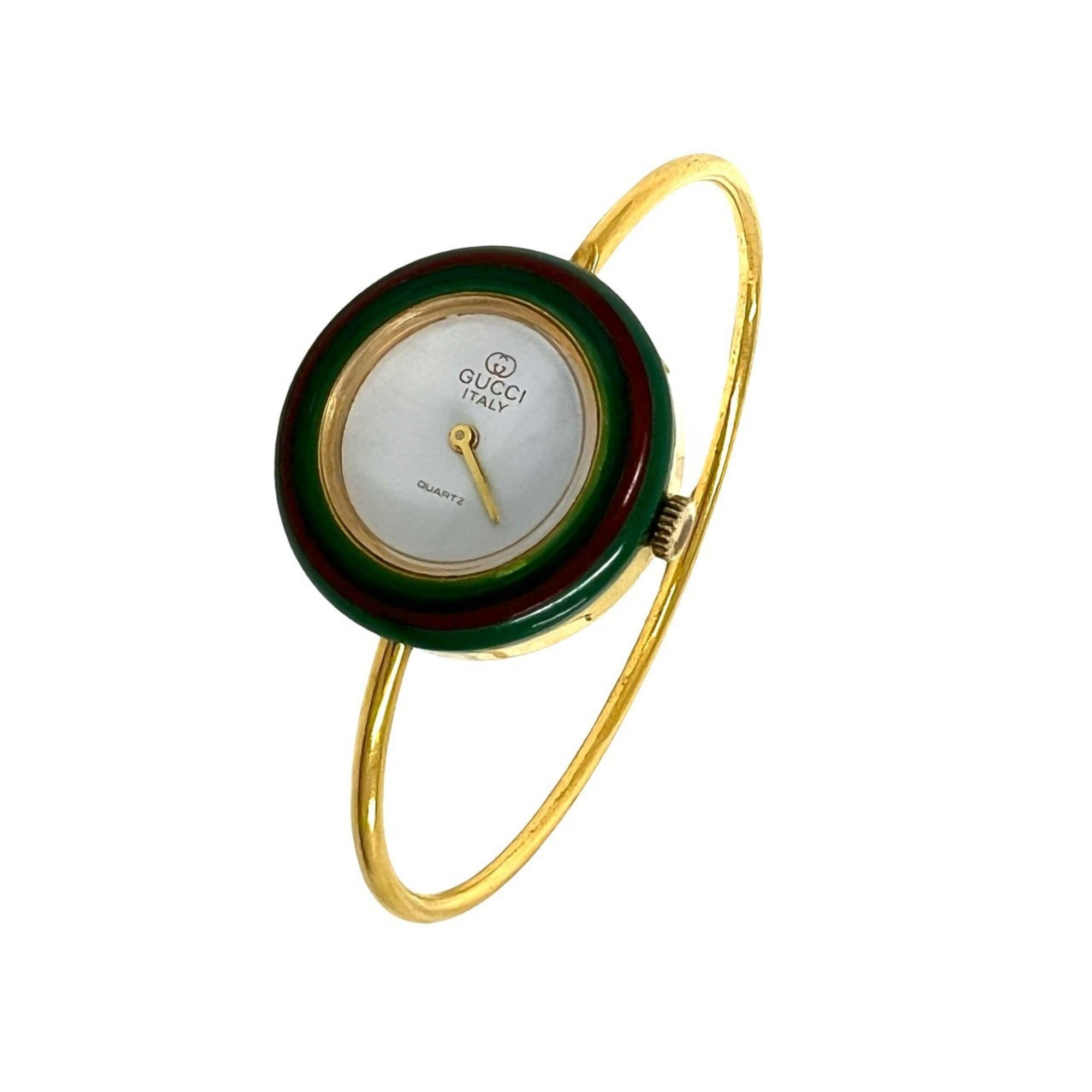 GUCCI Vintage Change Bezel Sherry Line GP Quartz Wristwatch Gold 28050