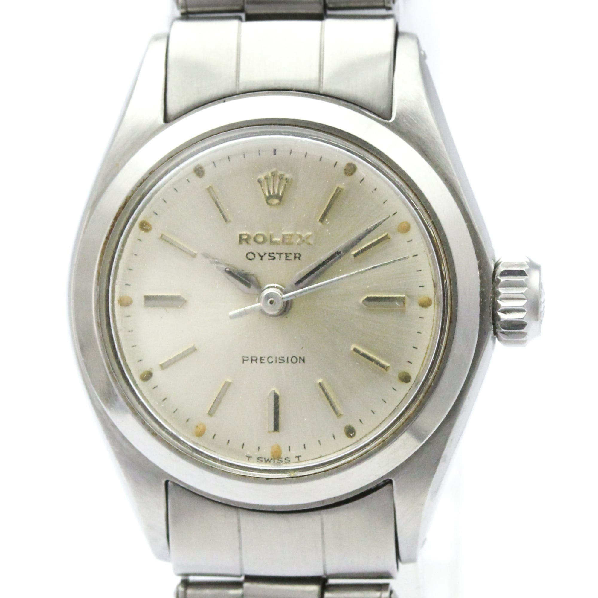 ROLEX Oyster Precision 6410 Steel Hand-Winding Ladies Watch Vintage