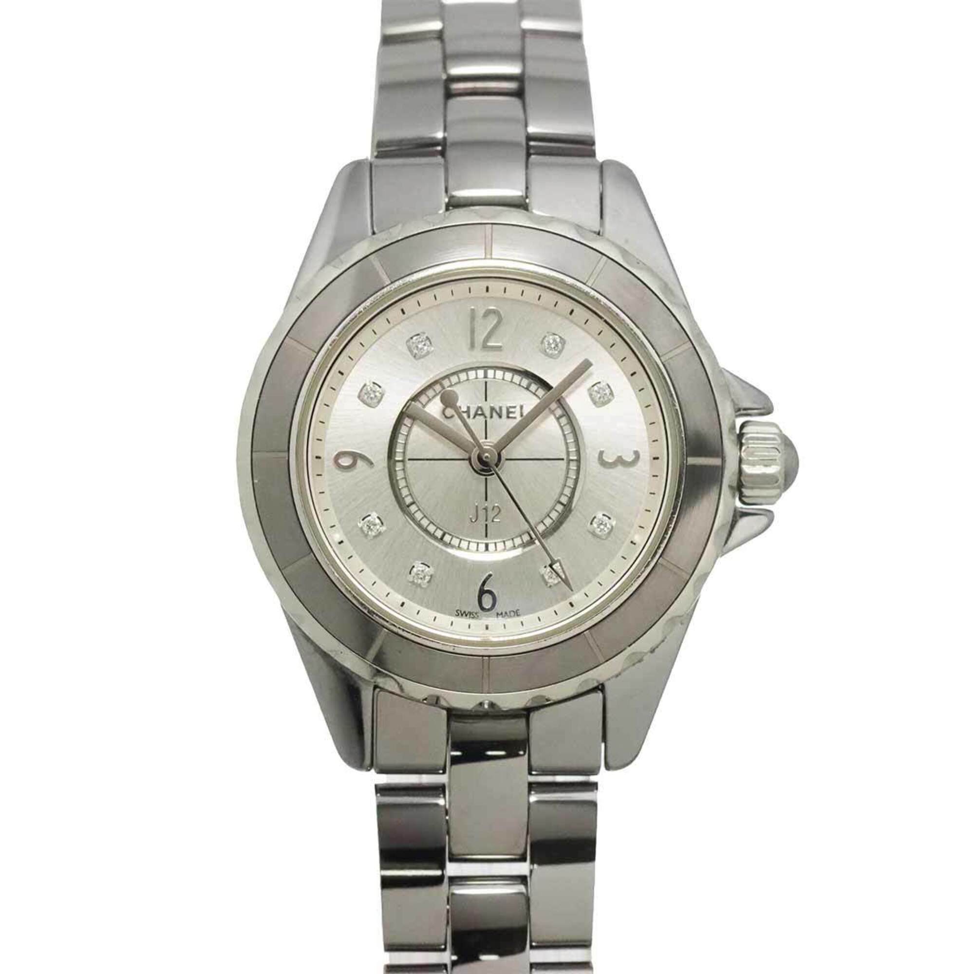 Chanel J12 Chromatic 29mm H3401 Women\'s Watch, Date, 8 Diamonds, Silver, Quartz Watch