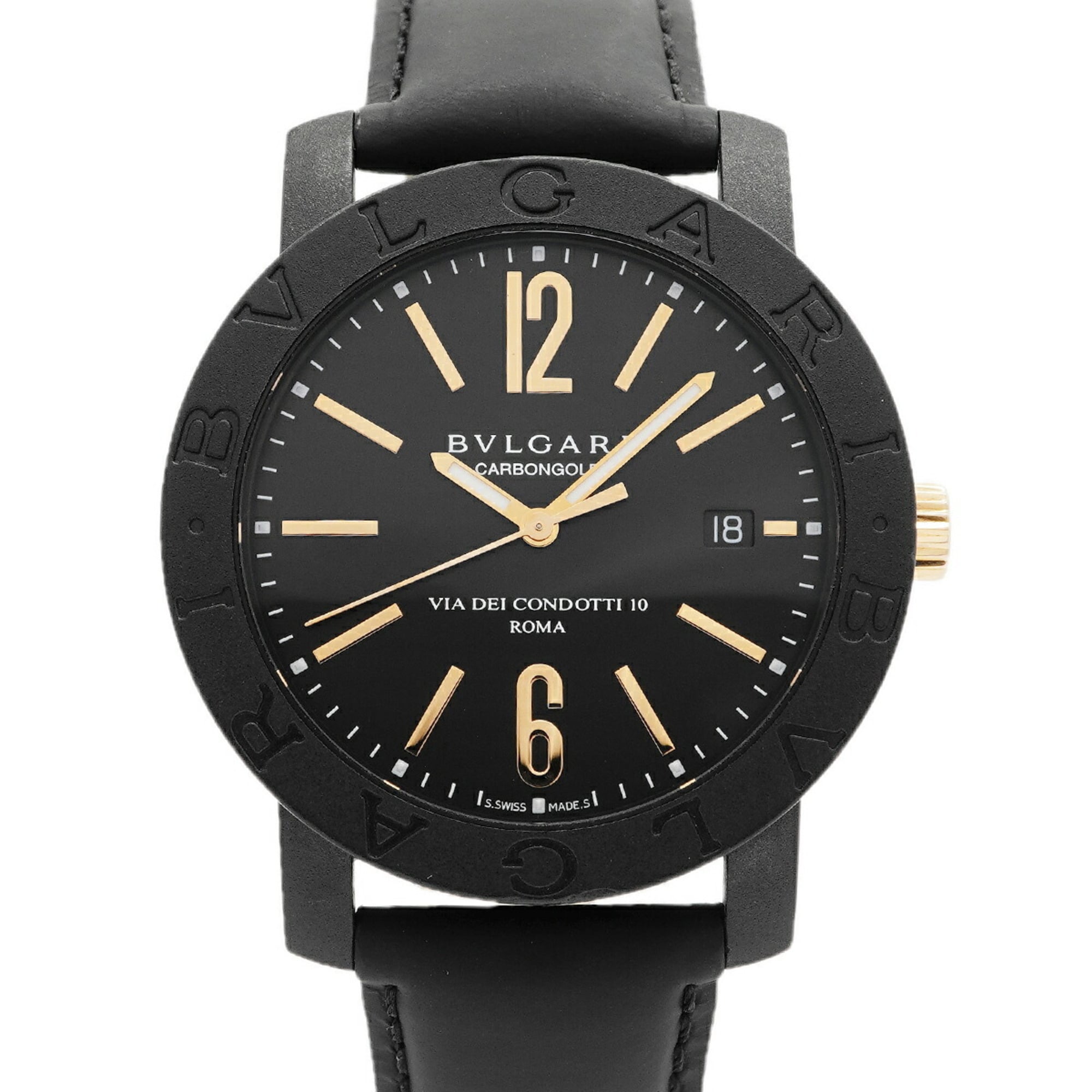 Bvlgari Carbon Gold BB40CL Black Dial Men\'s Watch