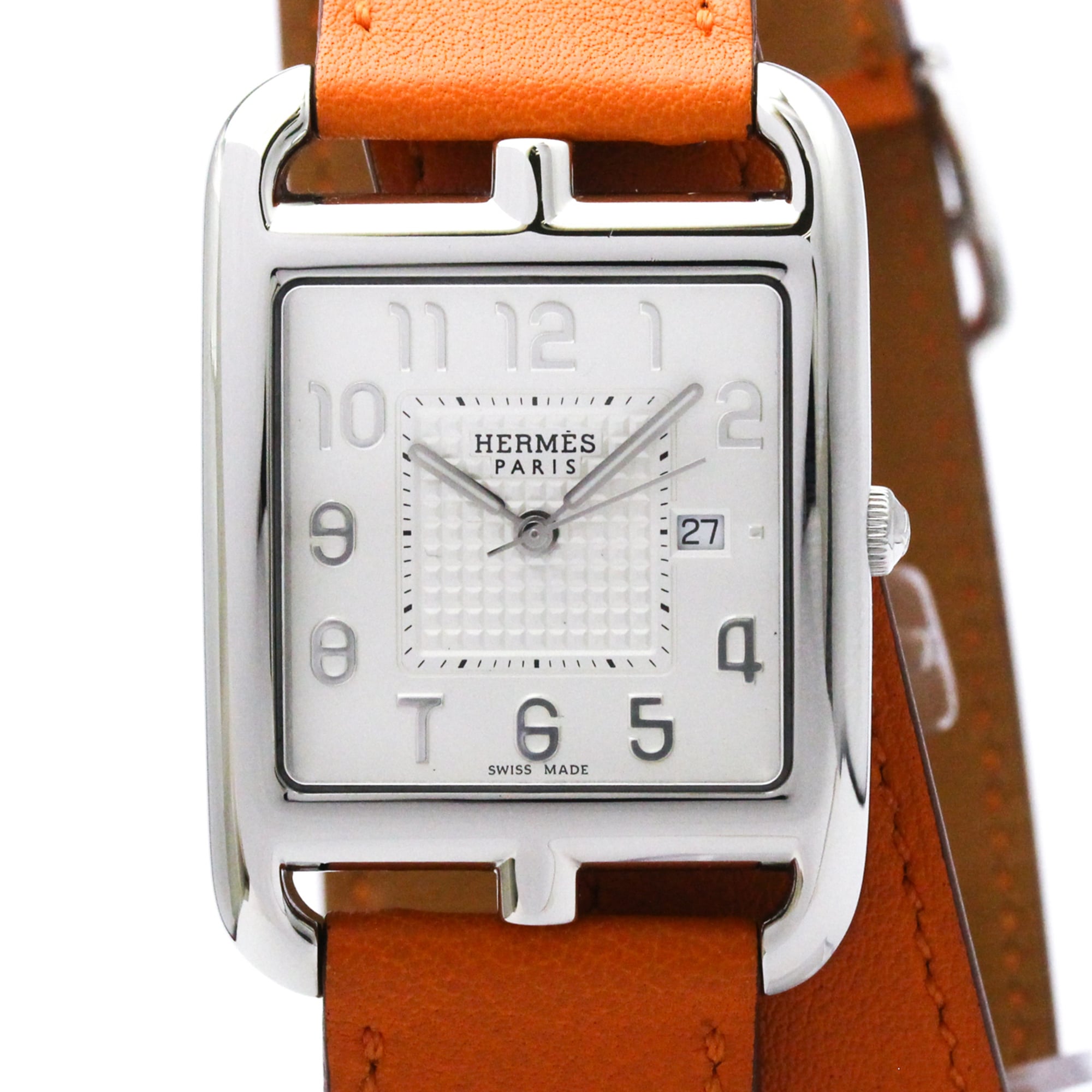 HERMES Cape Cod Double Tour Steel Quartz Mens Watch CC2.710 Polished