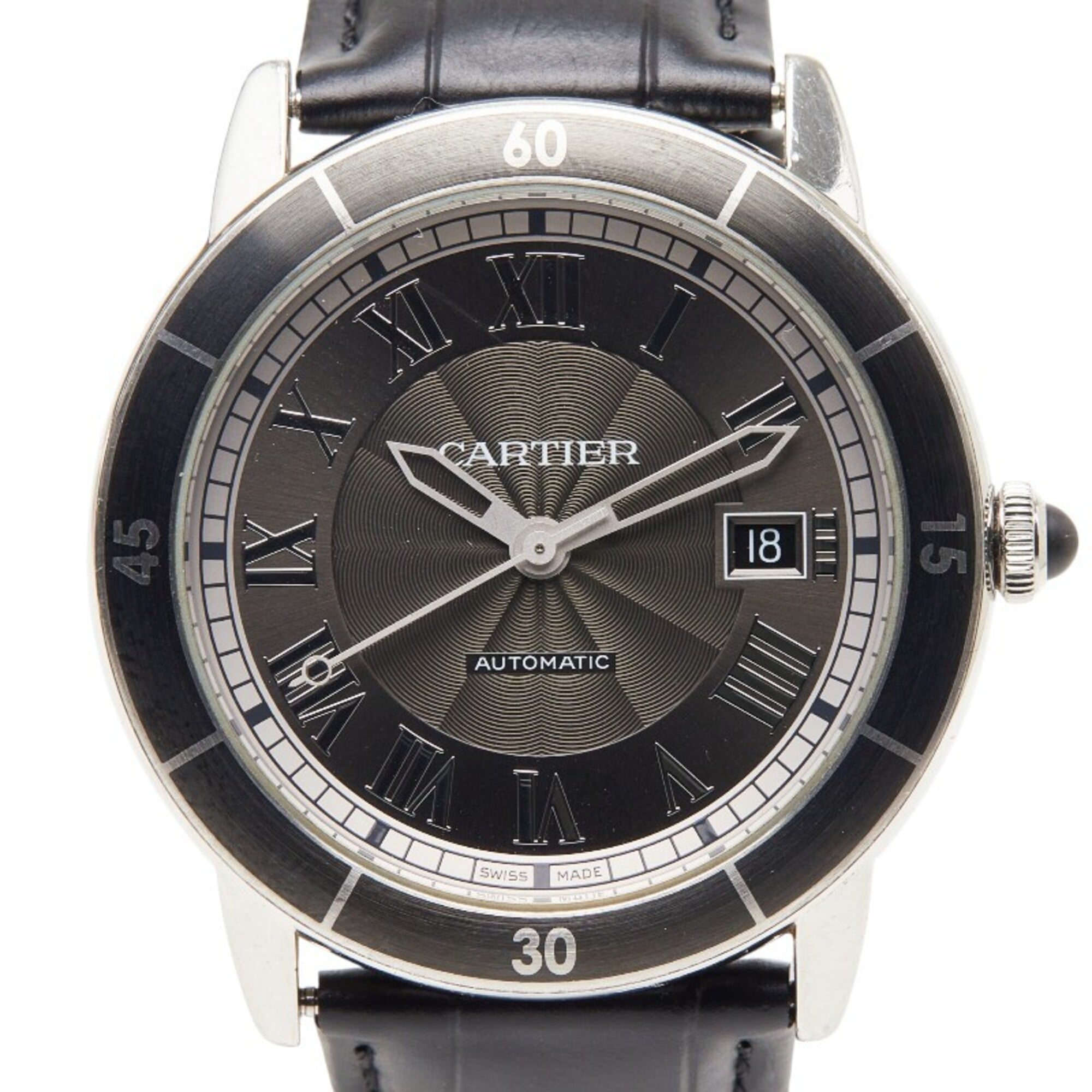 Cartier Ronde Croisire de automatic watch WSRN0003, gray dial, stainless steel, men\'s watch.
