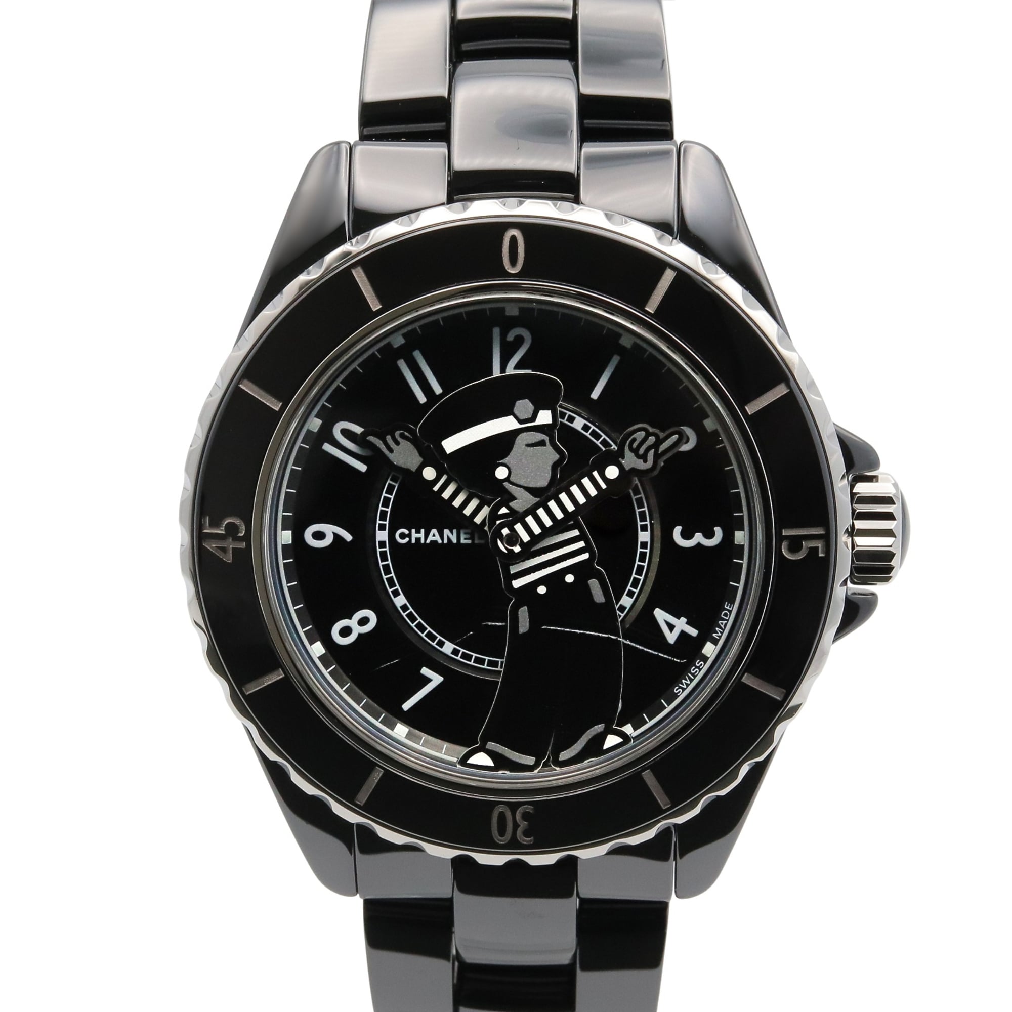 Chanel Mademoiselle J12 La Pausa Ceramic Men\'s Watch, Black, Model H7609