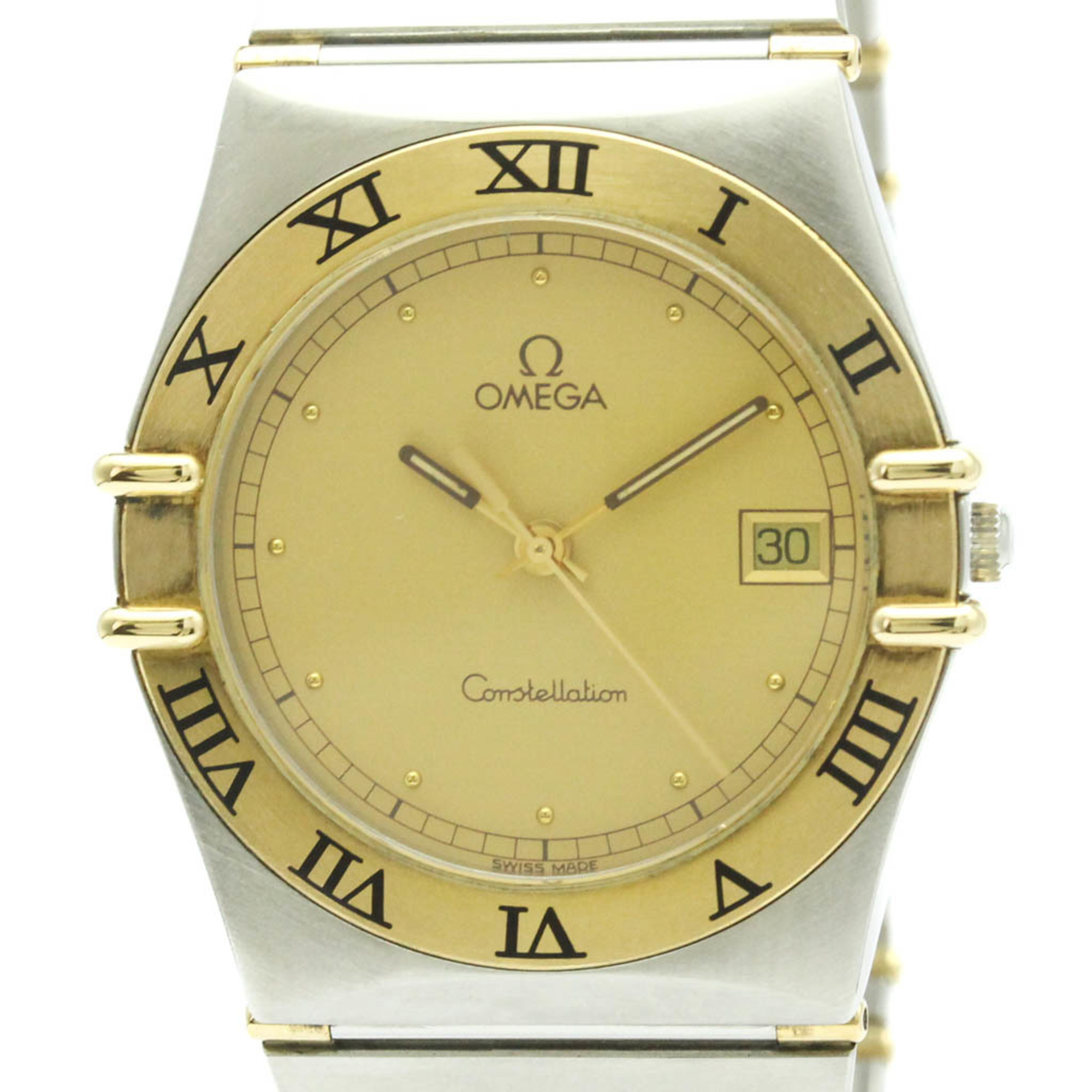 OMEGA Constellation 18K Gold Steel Quartz Mens Watch 396.1080 Polished