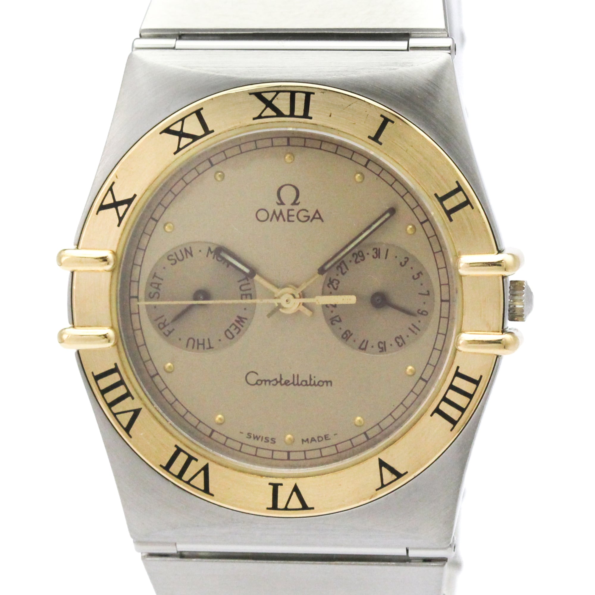 OMEGA Constellation 18K Gold Steel Quartz Mens Watch 396.1070 Polished