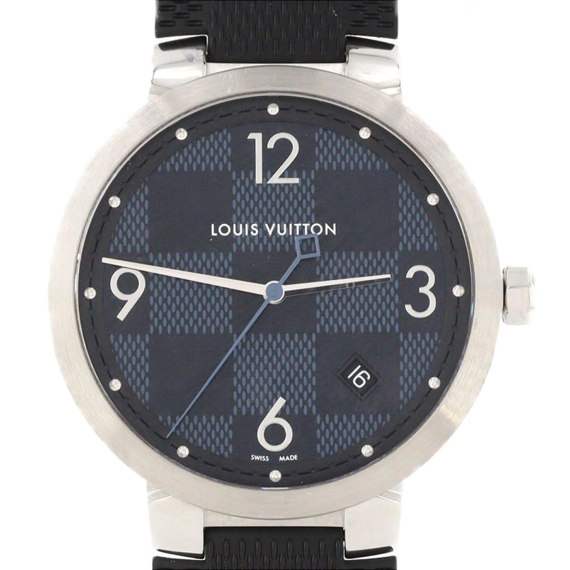 Louis Vuitton Tambour Slim Damier QA026 SS Quartz Watch
