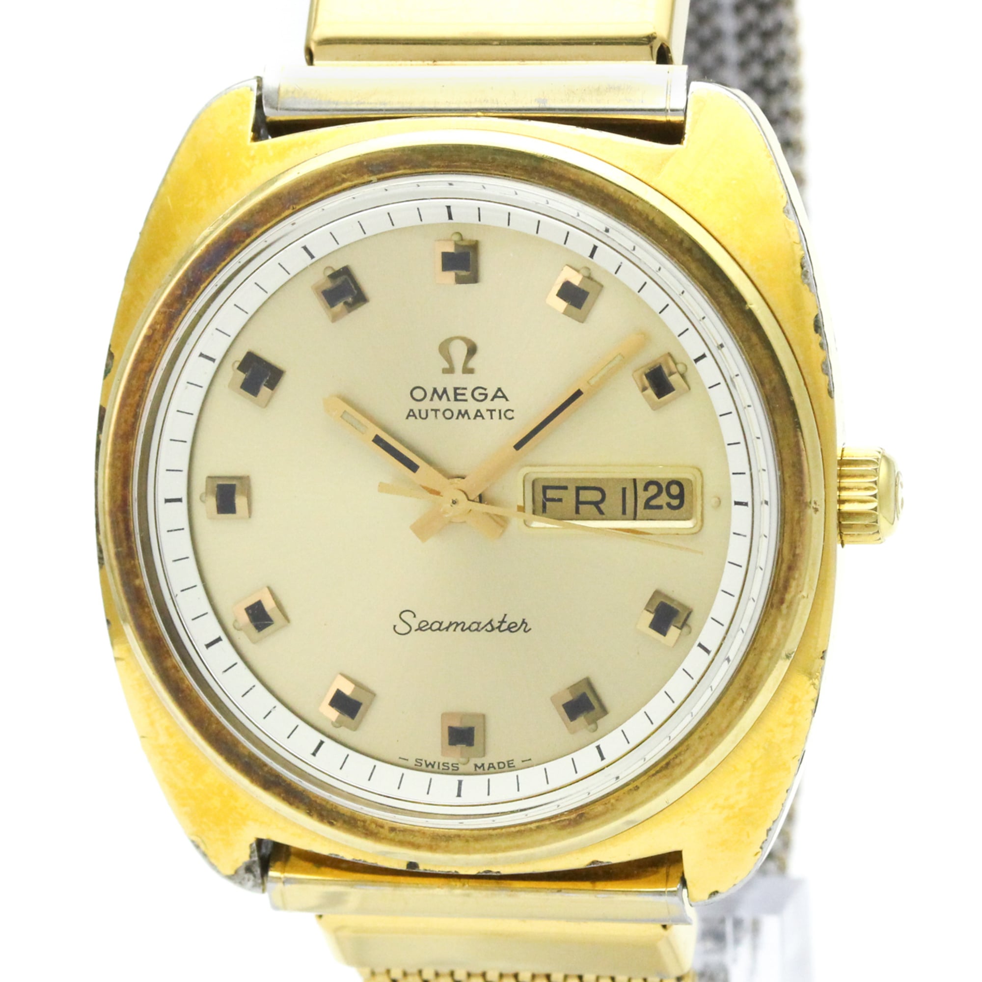 OMEGA Seamaster Day Date Cal 752 Gold Plated Automatic Watch 166.064 Vintage