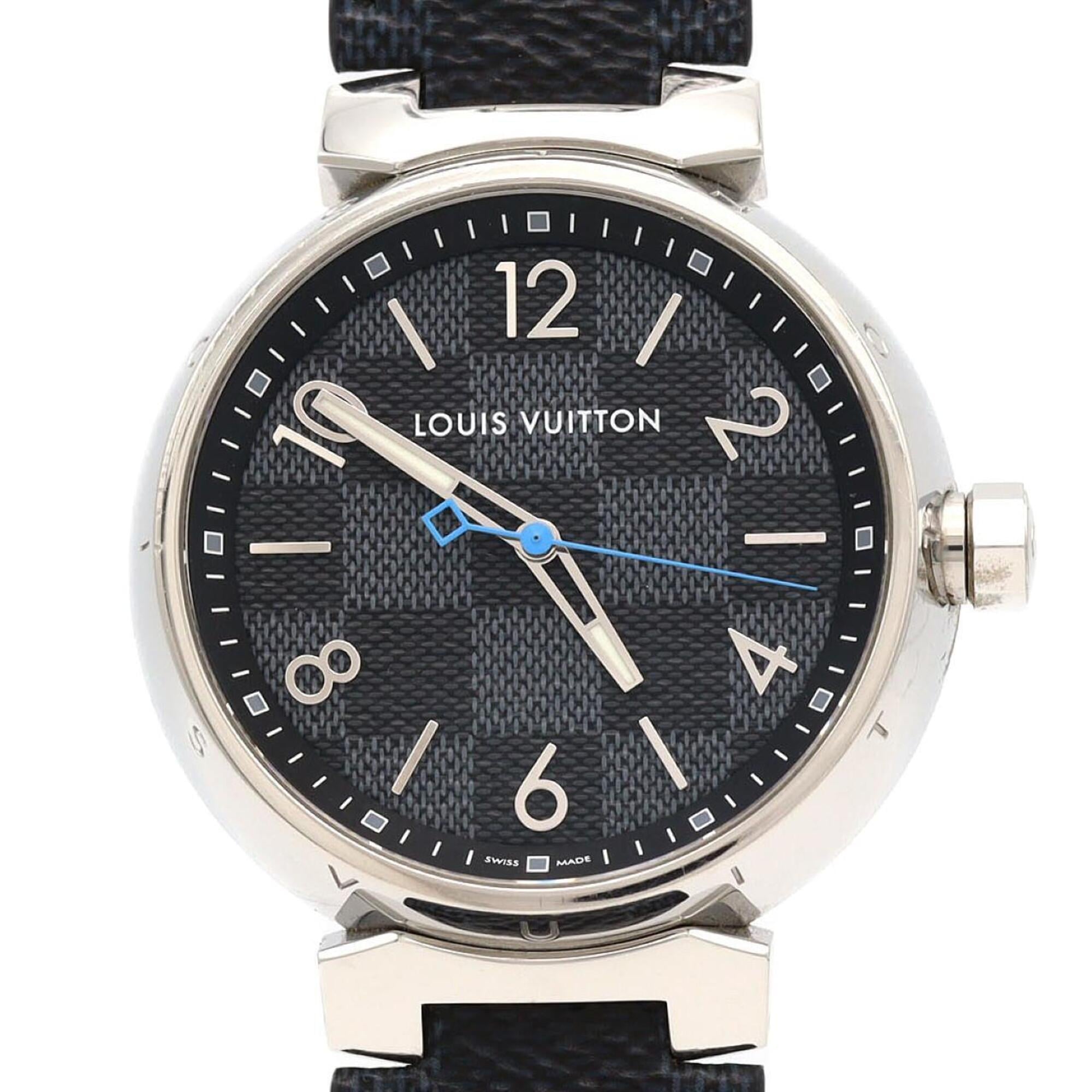 Louis Vuitton Tambour Damier Graphite QA073 SS Quartz Watch