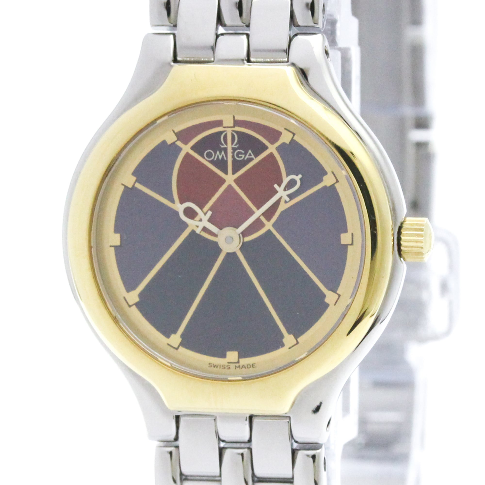 OMEGA De Ville Symbol K18 Gold Stainless Steel Ladies Watch 595.0101 Polished