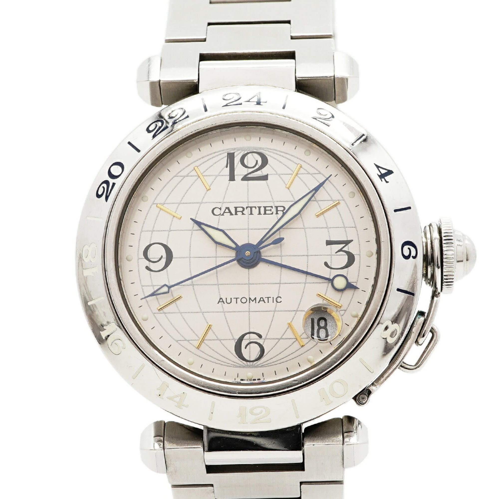 Cartier Pasha C Meridian GMT W31029M7 Silver Dial Watch (Boys\' Size)