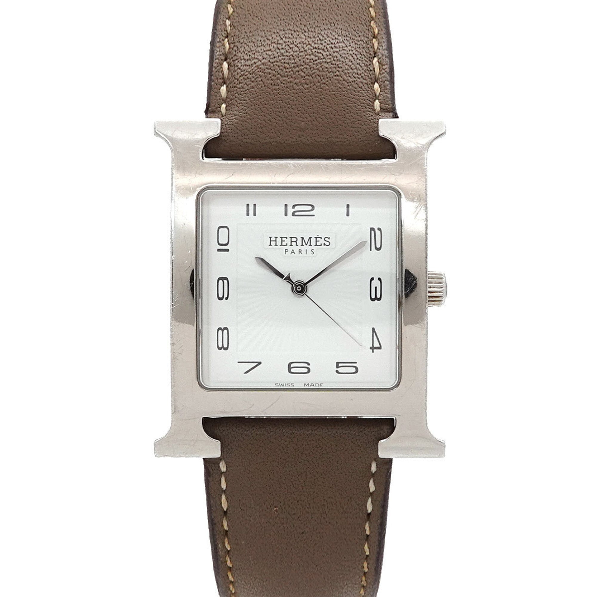 Hermes H-Watch HH1 810 Men\'s Watch Date White Gray Quartz H
