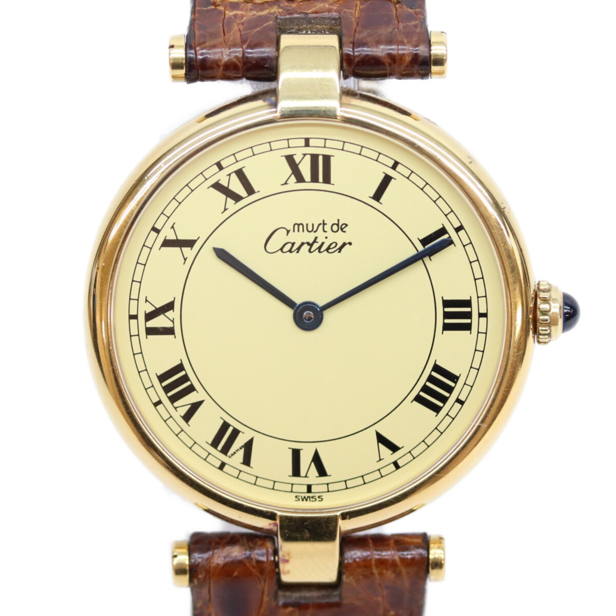 Cartier 90s 925 Must Vend™me Vermeil LM Quartz Watch, Gold with Ivory Dial, Ladies
