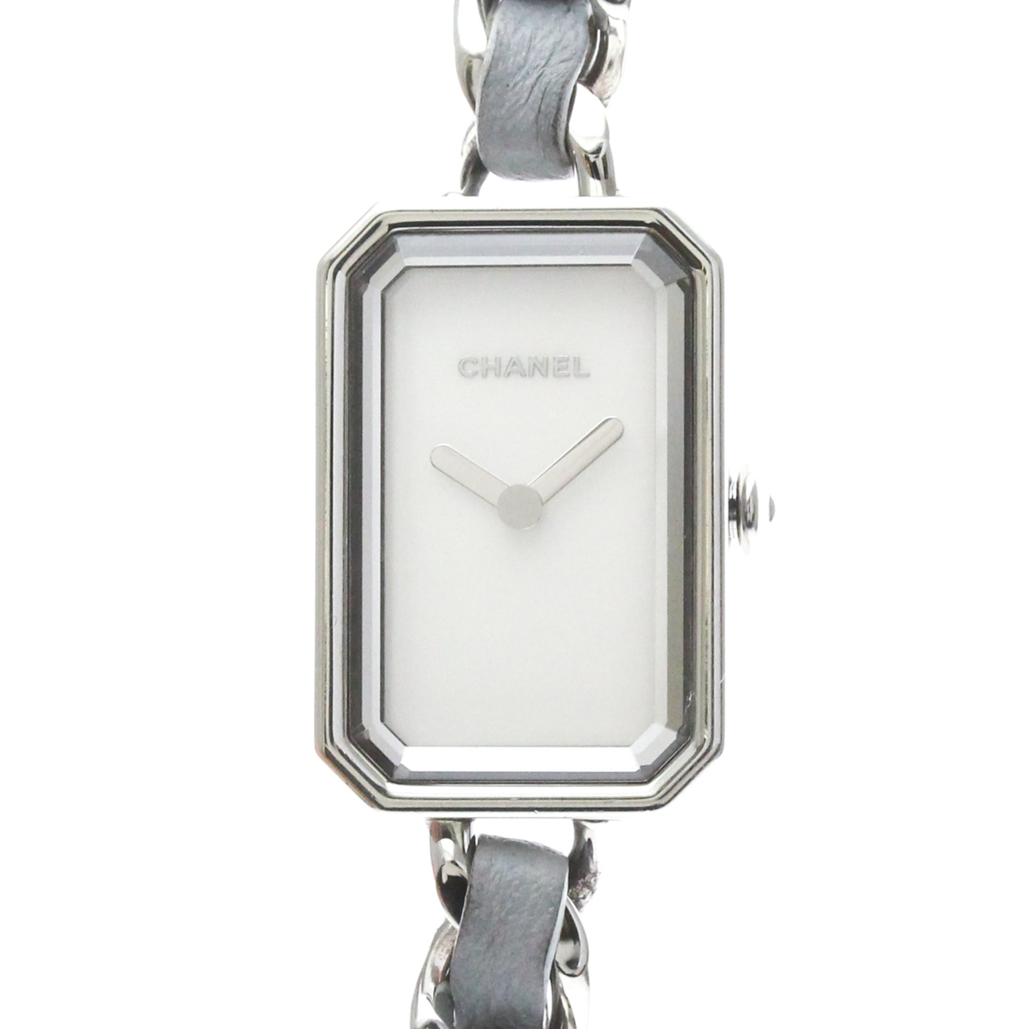 CHANEL Premiere Lock Steel Leather Quartz Ladies WATCH H4327 Polished