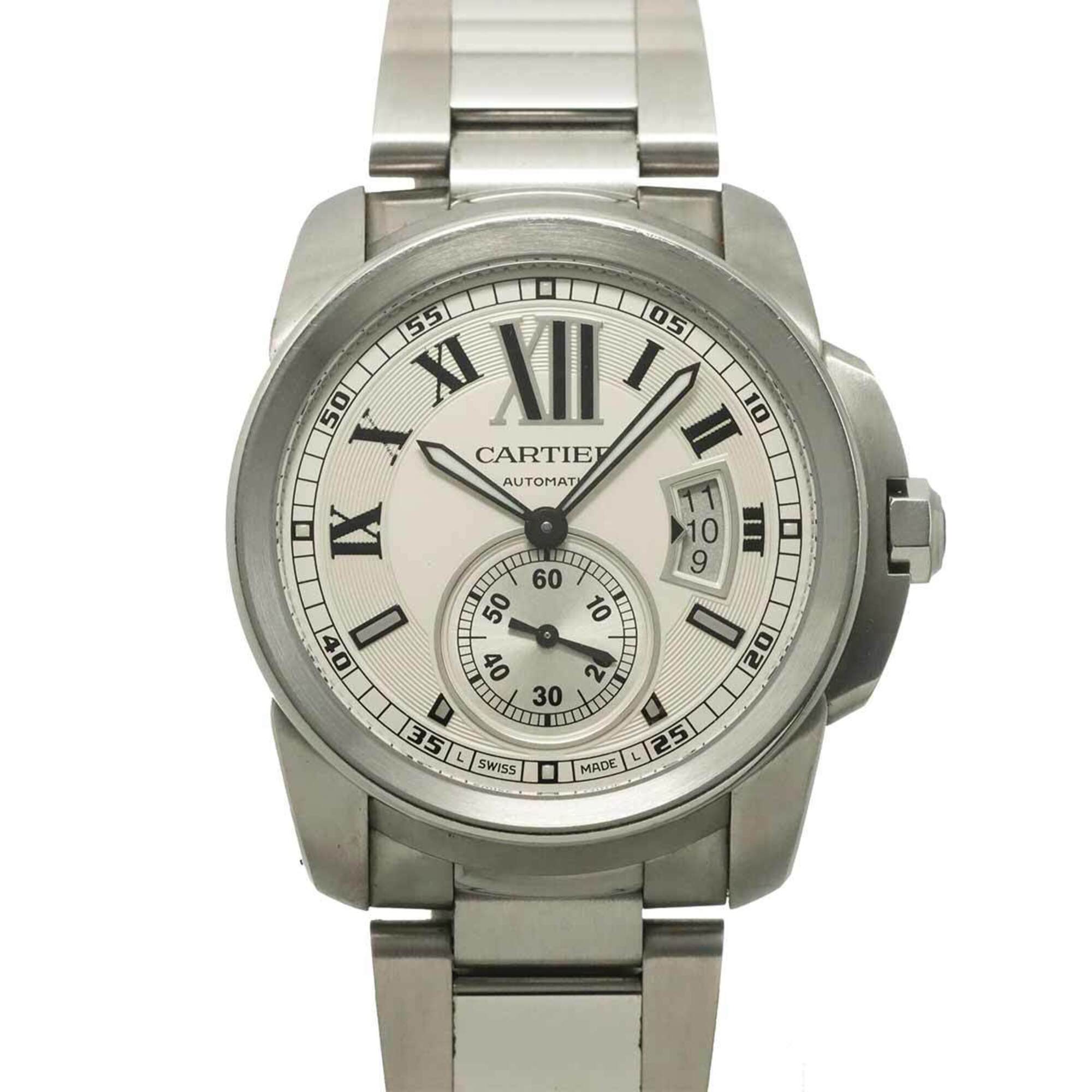 Cartier Calibre de W7100015 Men\'s Watch, Date, Silver, Small Seconds, Automatic Winding