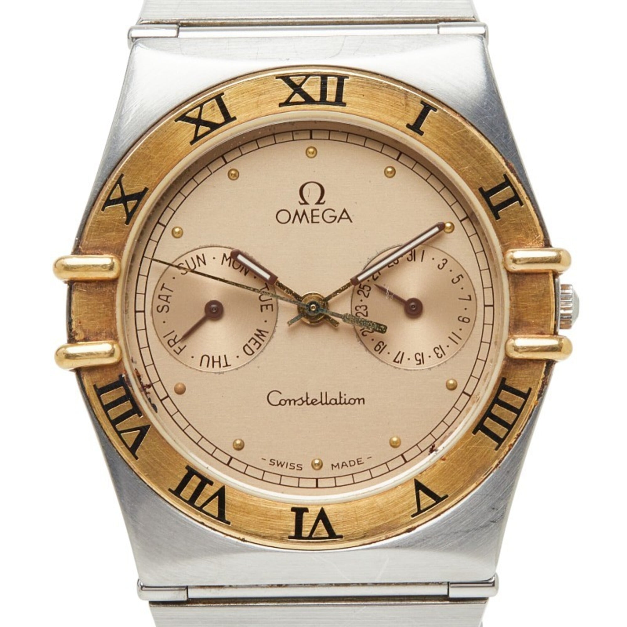 Omega Constellation Day-Date Watch 396.1070 Quartz Gold Dial Stainless Steel Solid Men\'s OMEGA