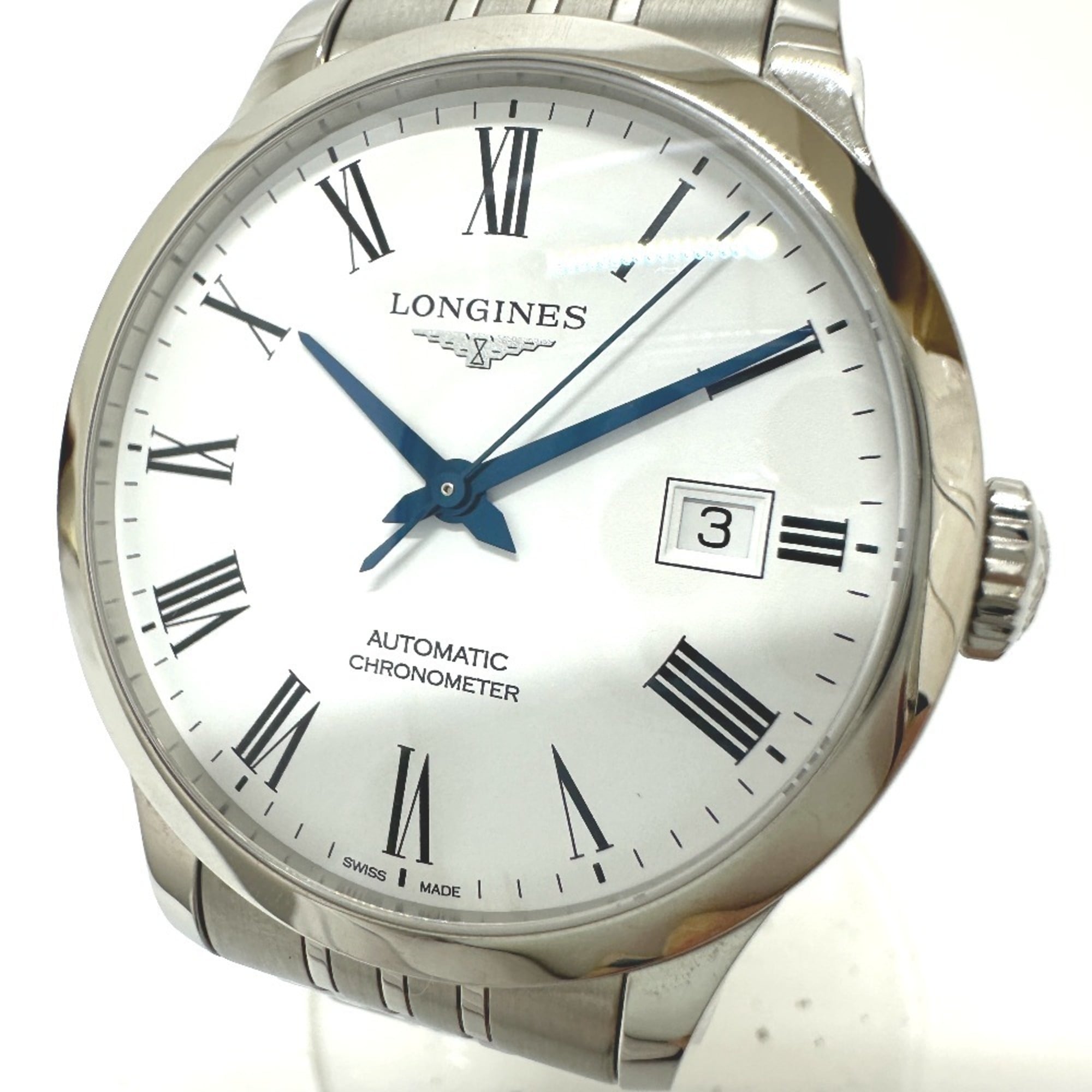 LONGINES L2.820.4.11.6 Watch, Record Chronometer, Automatic, Date, Stainless Steel, Men\'s, Silver