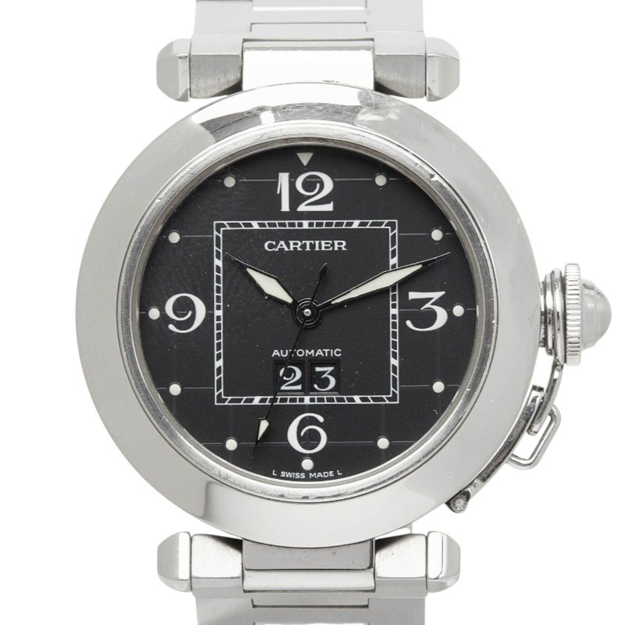 Cartier Pasha C Big Date Watch W31053M7 Automatic (with manual winding) Black Dial Stainless Steel L