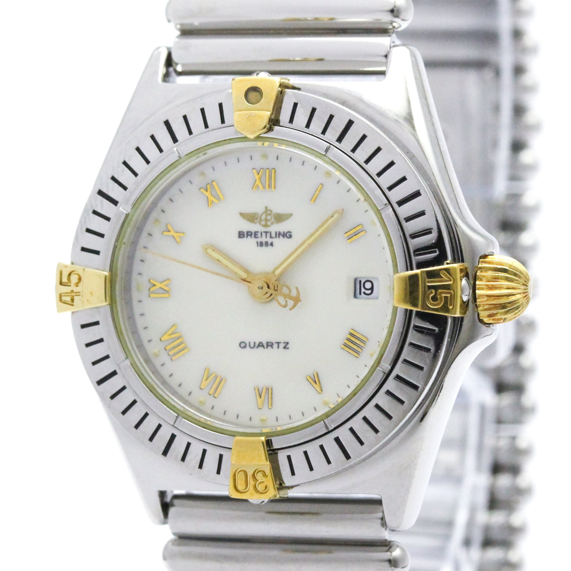 BREITLING Callistino 18K Gold Steel Quartz Ladies Watch B52043 Polished