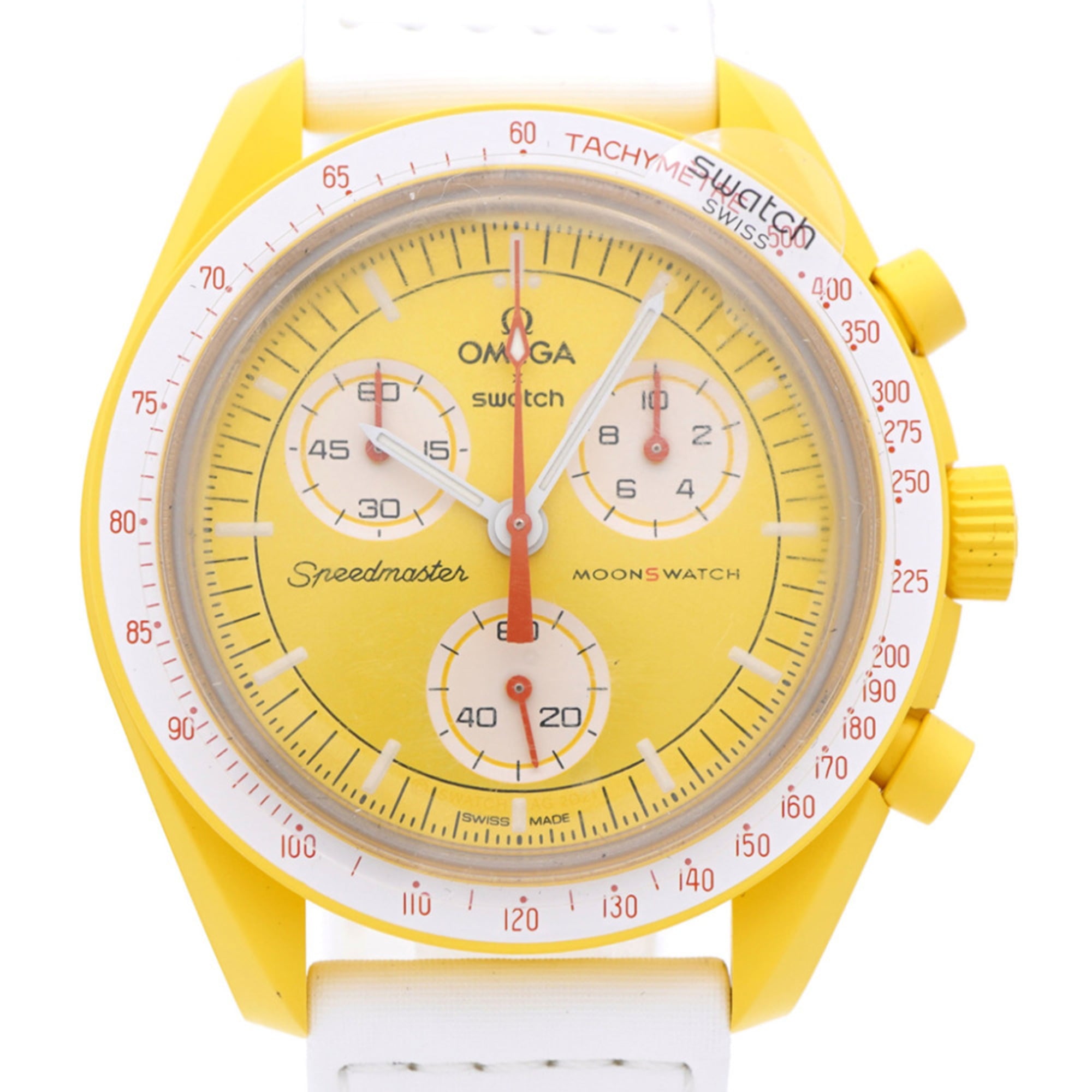 Like new Omega x Swatch Mission to the Sun Speedmaster SO33J100 Quartz Watch with Nylon and Bio-Cera