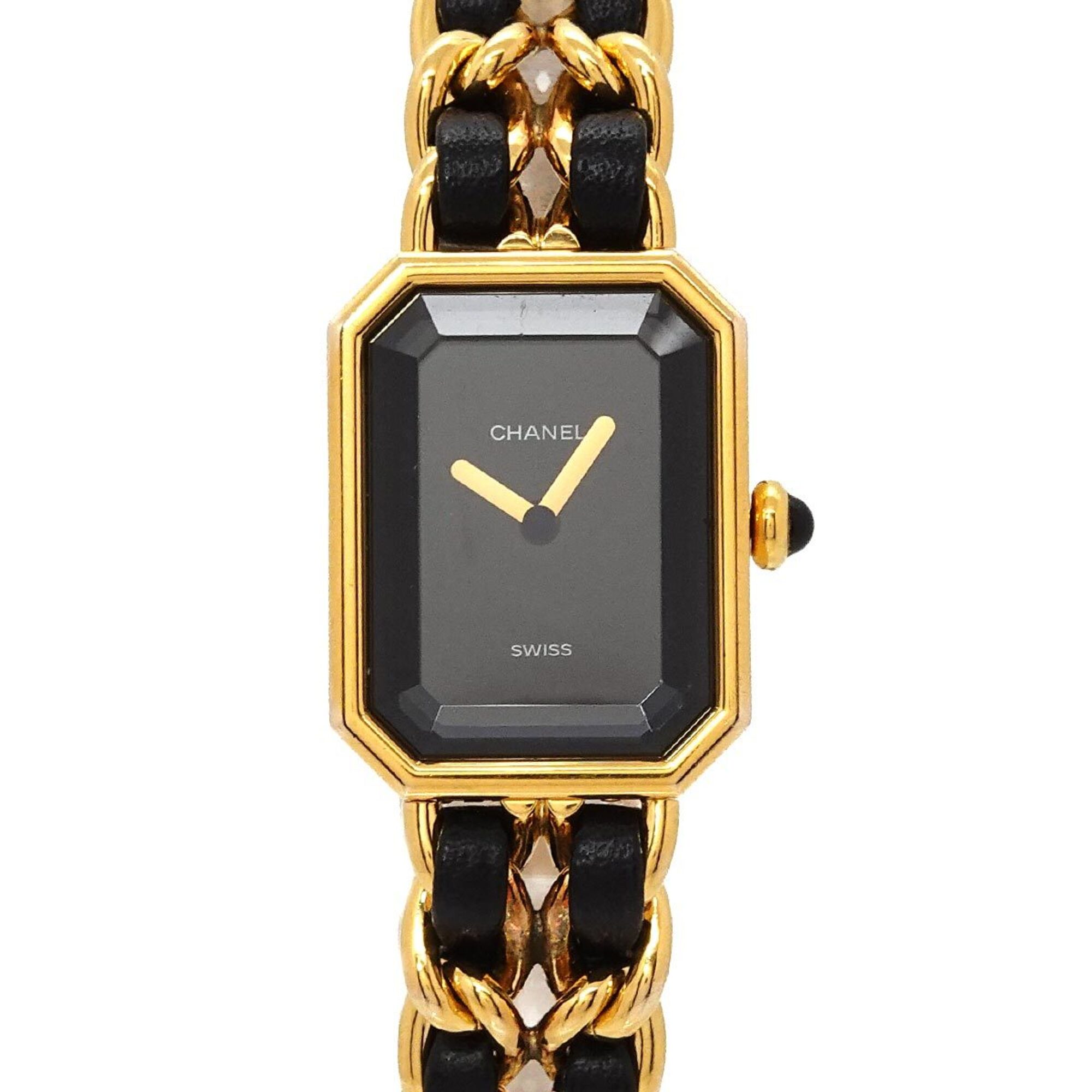 Chanel Premiere Large Size H0001 Women\'s Watch Black Gold Quartz