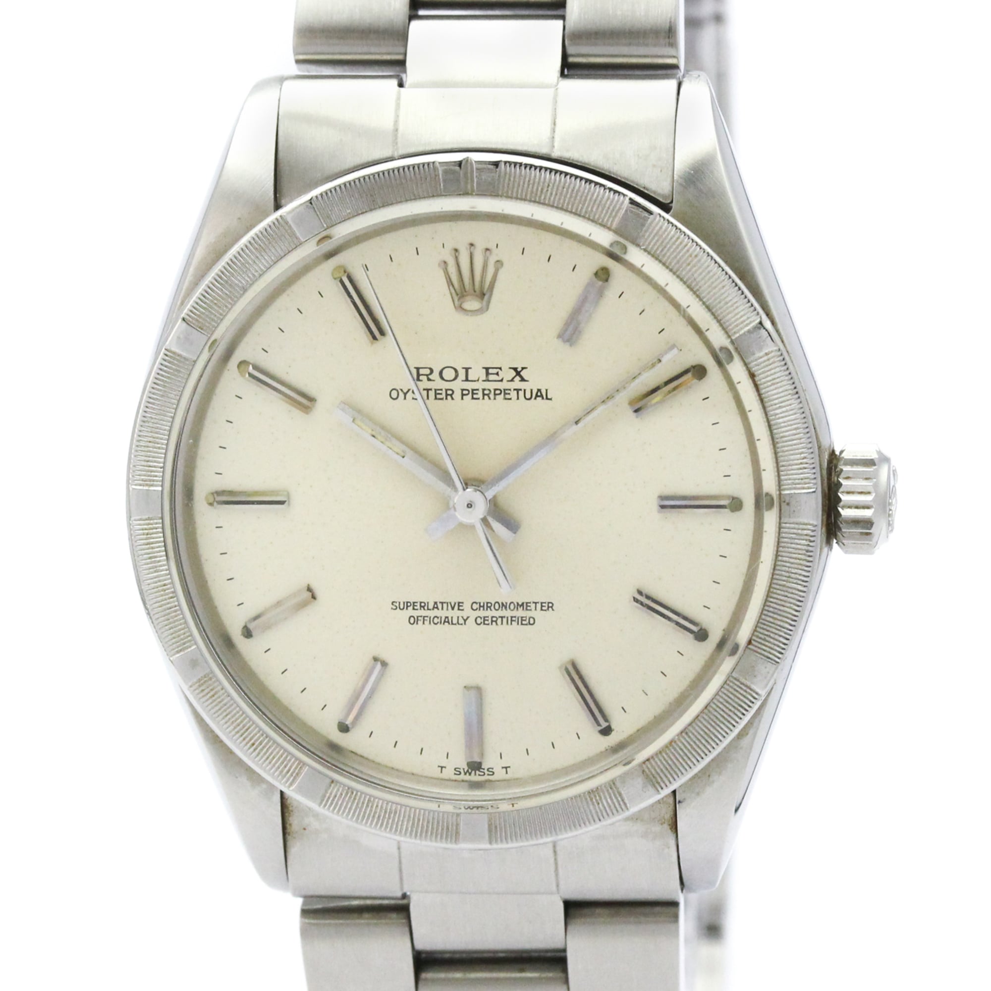 ROLEX Oyster Perpetual 1007 Steel Automatic Mens Watch Vintage