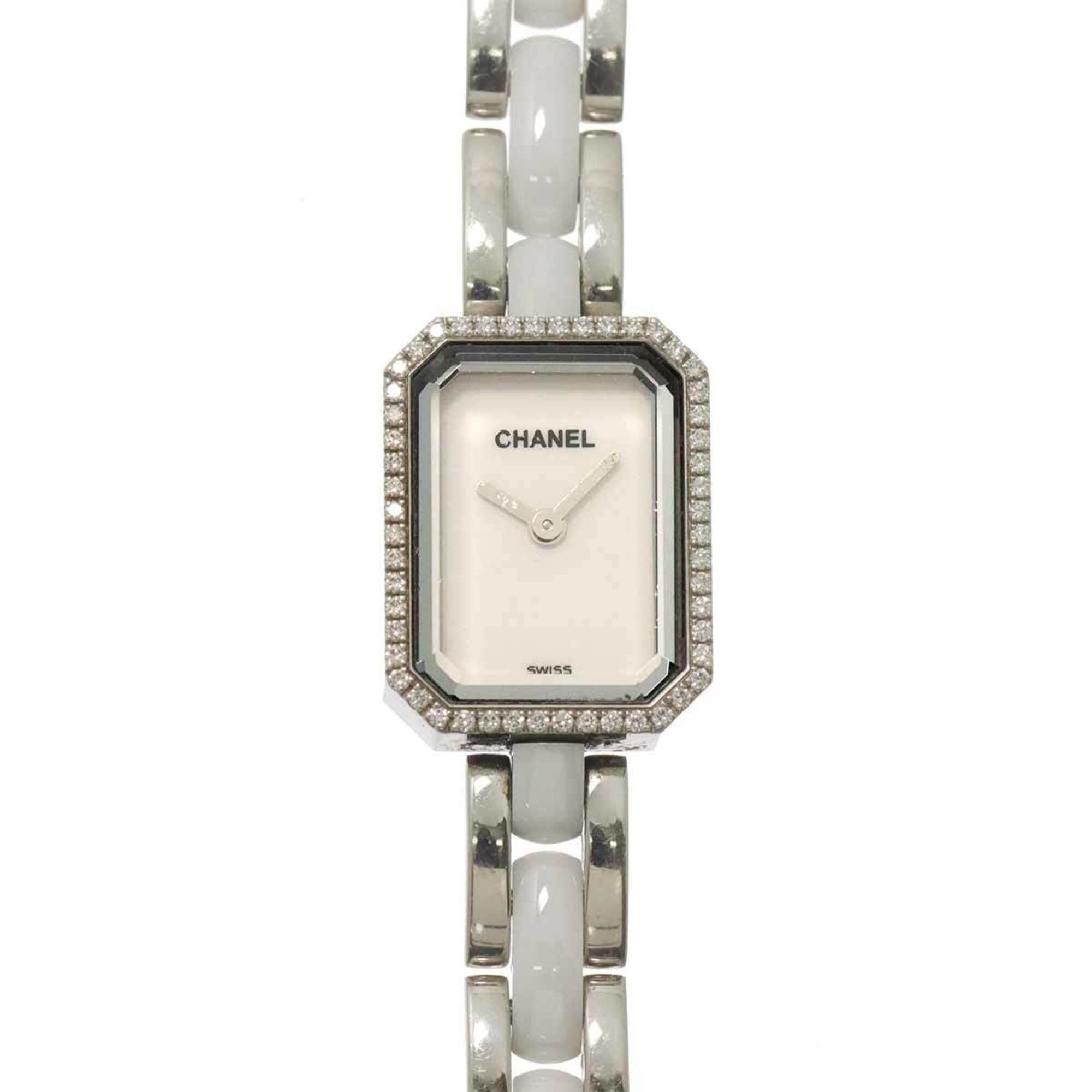 Chanel Premiere H2132 Women\'s Watch, Diamond Bezel, White Ceramic Quartz Watch
