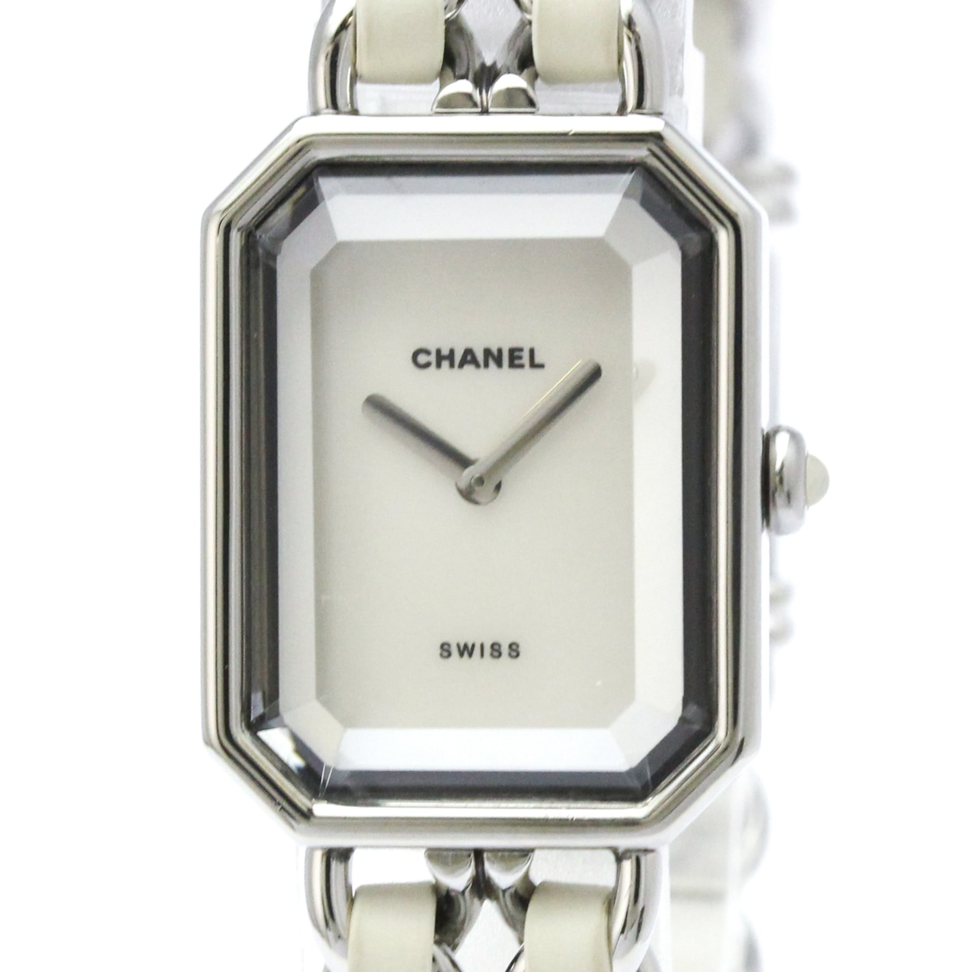 CHANEL Premiere Size M MOP Steel Quartz Ladies Watch H1639 Polished