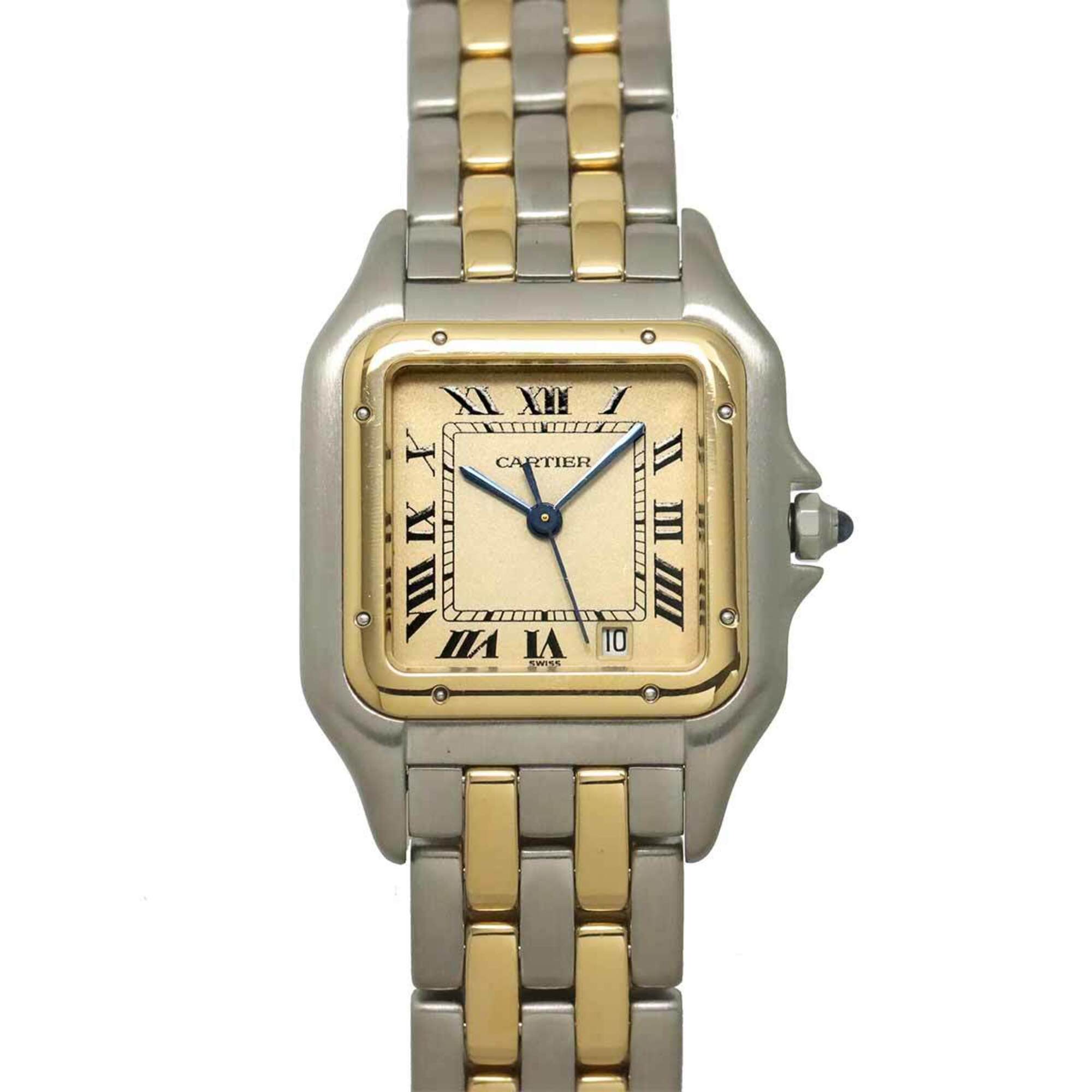 Cartier Panthre MM 2-Row 83083242 Date Two-Tone Boys\' Watch Ivory YG Yellow Gold Quartz