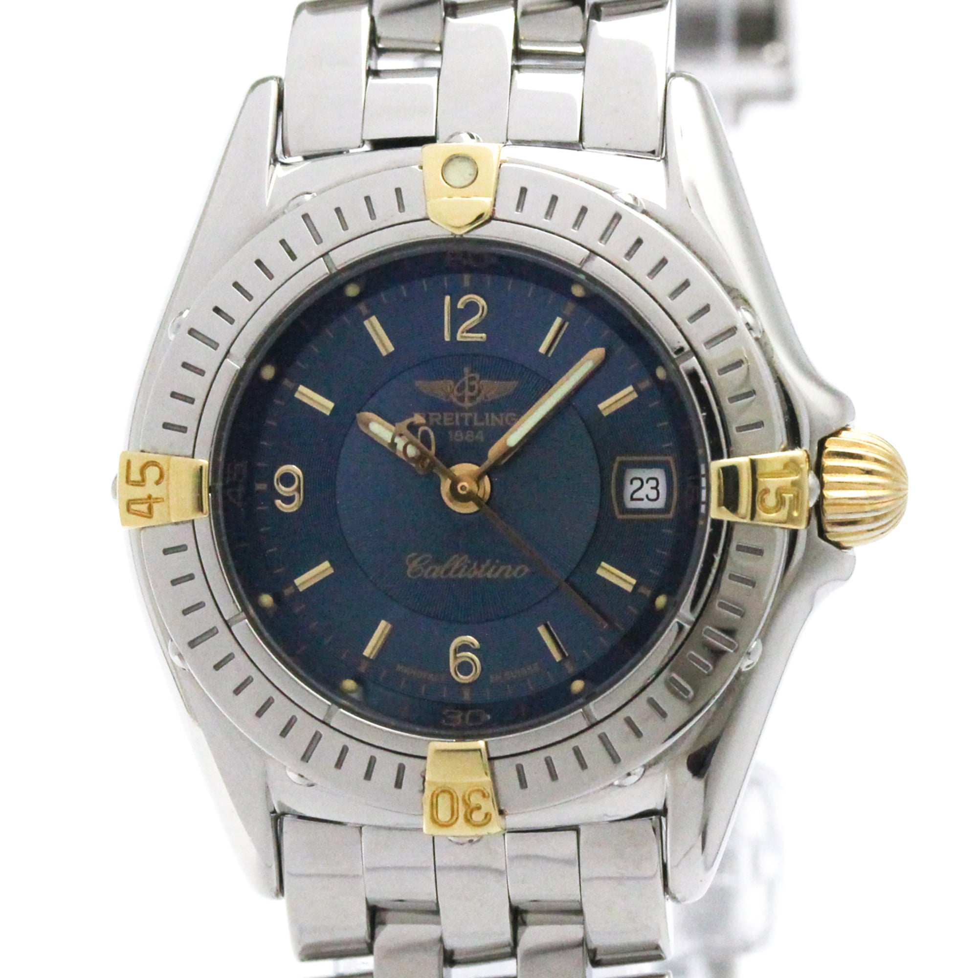BREITLING Callistino 18K Gold Steel Ladies Watch B52045 Polished