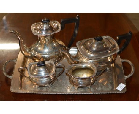 4 PIECE E.P.N.S. TEA SERVICE &amp; SERVING TRAY     