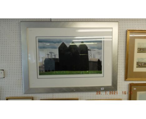 A framed and glazed print 'South Bank Sunday morning'