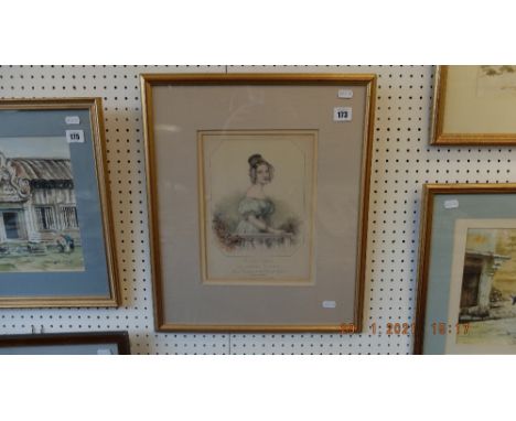 A framed and glazed print of Queen Victoria