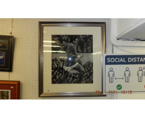 A framed and glazed print, George Best
