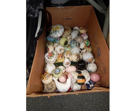 A group of potpourri ceramic pomanders, and a picture. (1 box) 