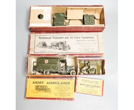 Britain's 1641 Mechanical Transport and Air Force Equipment 1512 Khaki Army Ambulance and 1876 Bren Gun Carrier all in origin