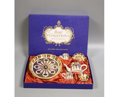 A Royal Crown Derby 'Old Imari' pattern miniature tea service, boxed