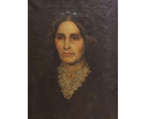 Victorian School, oil on canvas, Portrait of Ann Ridley, 51 x 40cm