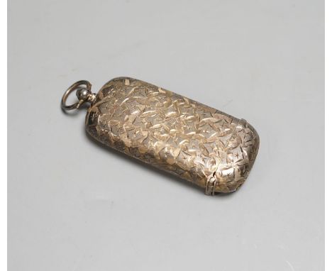 An Edwardian engraved silver combination vesta and sovereign case, Birmingham, 1903, 67mm.