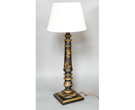 A japanned table lamp 47cm excl fitting
