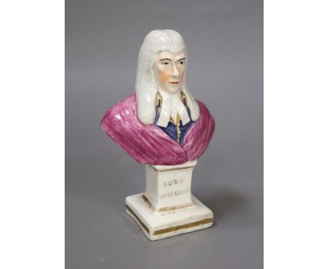 Hey Staffordshire earthenware portrait bust of Lord Brougham, c.1832, (restored) 14.5cm