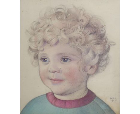 Keith Henderson (1883-1982), pencil and watercolour, Portrait of Jasper Ridley, Aged 2, initialled and dated 1922, 28 x 24cm